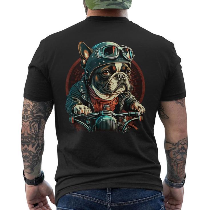 French Bulldog Cool Biker Motorcycle Riding Frenchie T-Shirt mit Rückendruck