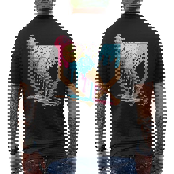 Baseball Ice Cream Dripping Baseball Home Plate Drip Men's T-shirt Back Print