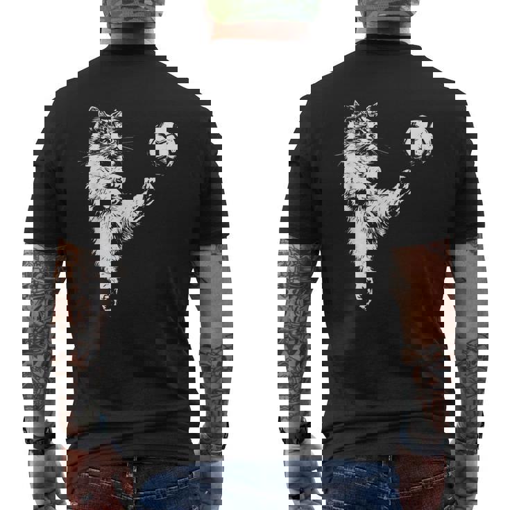 Cat Soccer Ball Graphic Men's T-shirt Back Print