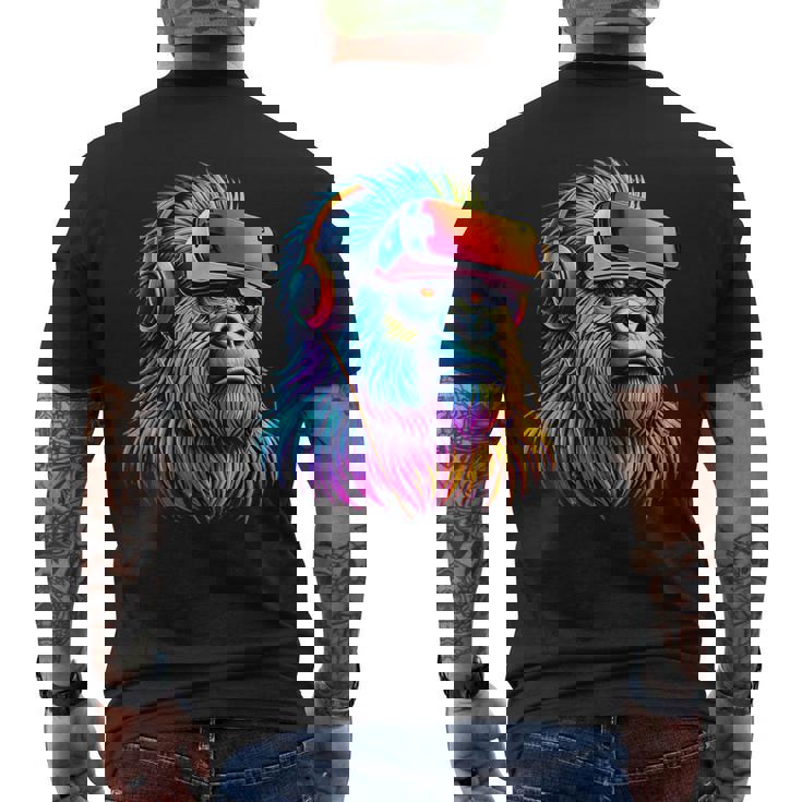 Gorilla Vr Playing Tag Boys Adult Gorilla Vr Gamer Men's T-shirt Back Print