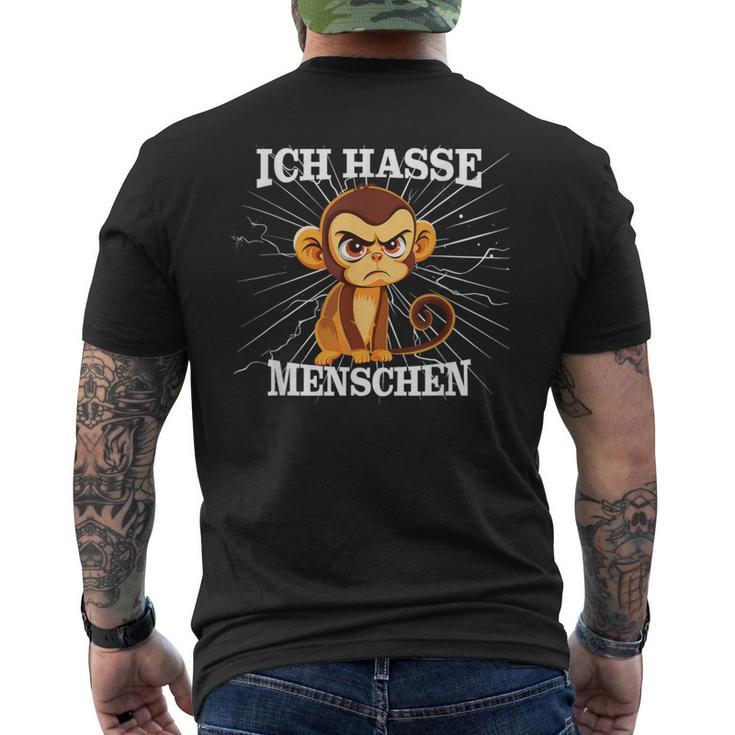 Monkey Meme Based I Hate People Saying T-Shirt mit Rückendruck