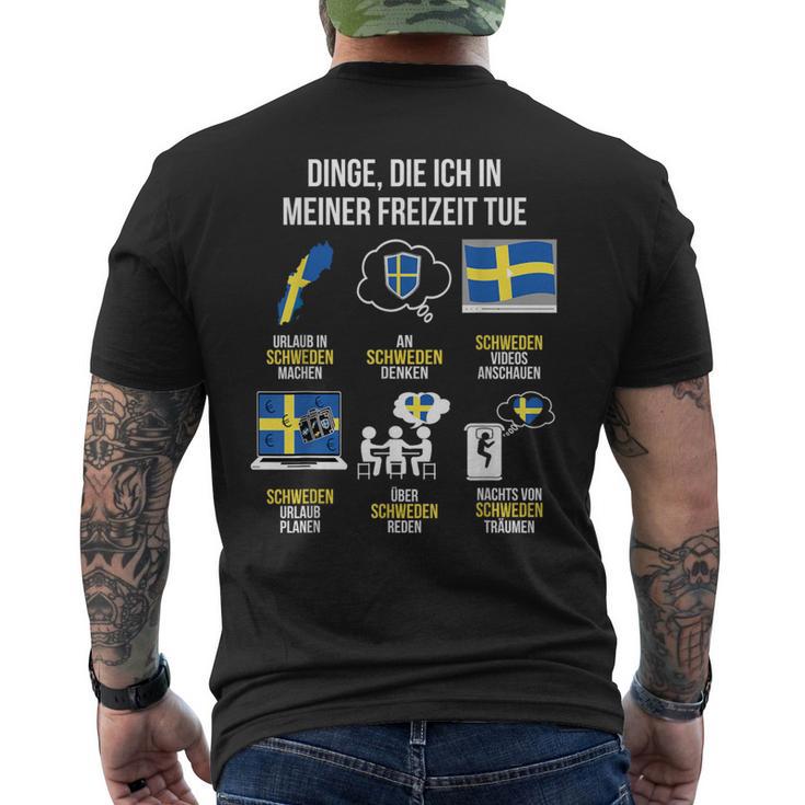 Saying Dinge Die Ich In Der Freizeit Tue Sweden T-Shirt mit Rückendruck