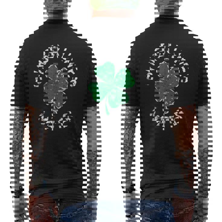 Ginger Lives Matter Lucky Clover St Patrick's Day Distress Men's Back Print T-Shirt