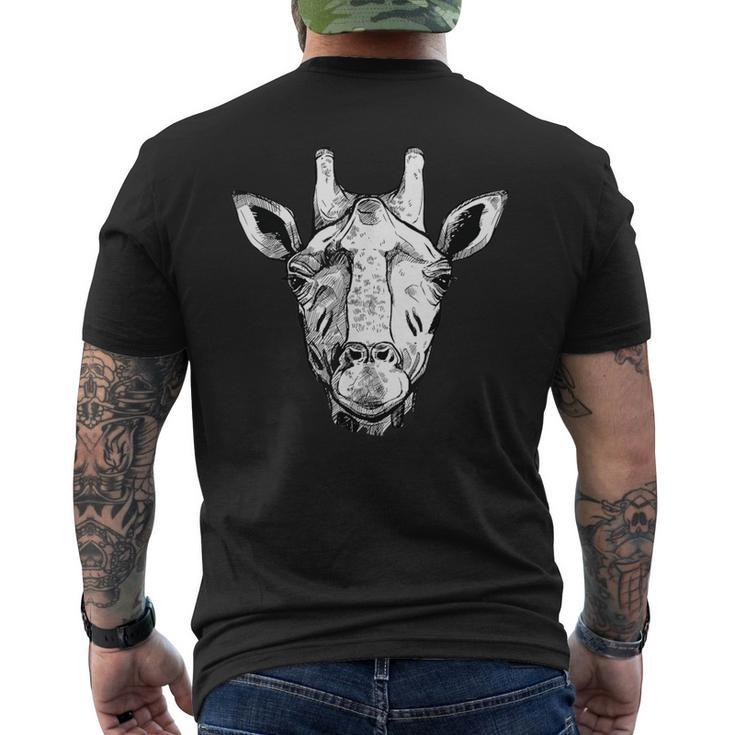Giraffe Face Tshirt & Giraffe Sketch Animal Art Men's Back Print T-Shirt