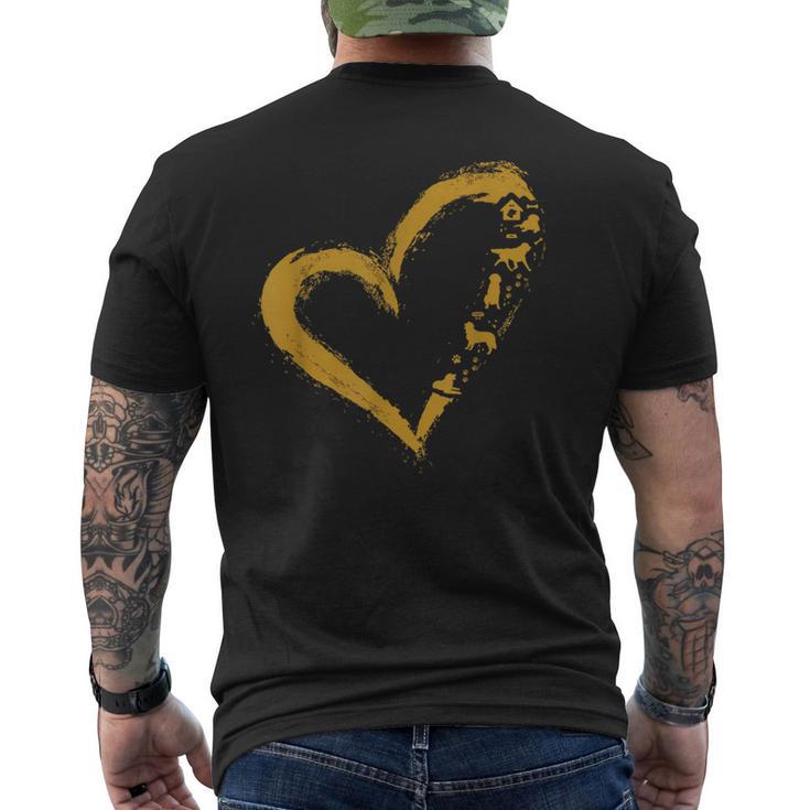 Golden Retriever Gold Dog Heart Shape Golden Dog Lover Men's Back Print T-Shirt
