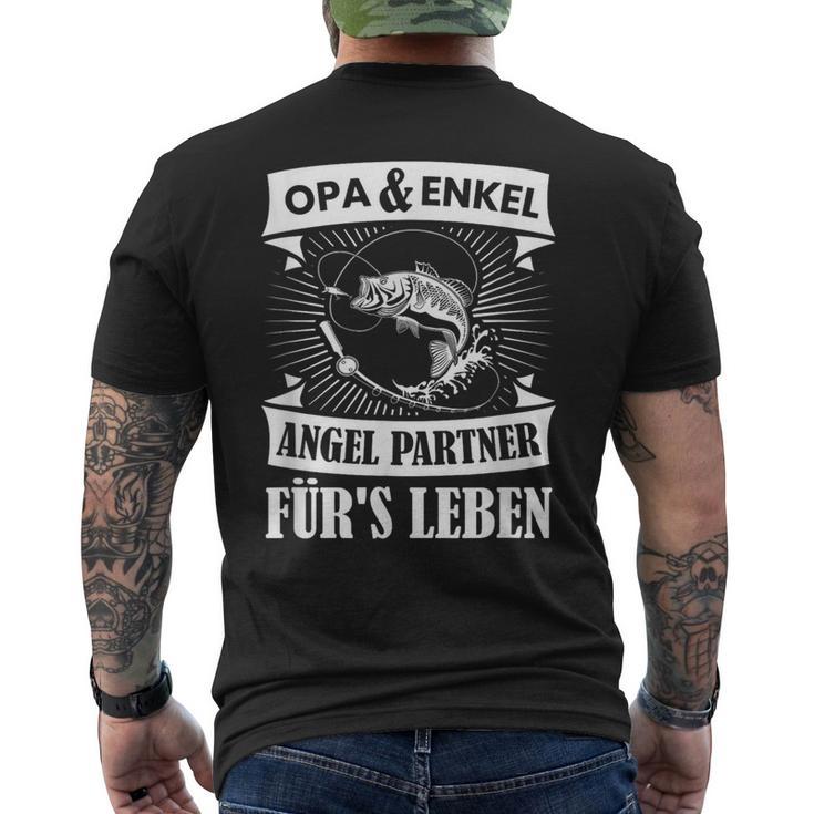 Grandpa And Grandson Angel Partner Fishing Partner Father's Day T-Shirt mit Rückendruck