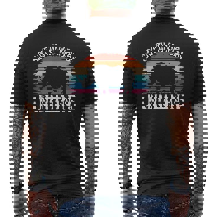 Guardar Los Unicornios Gorditosintage Rinoceronte Derechos Animales Divertido Camiseta Hombre Estampado Espalda