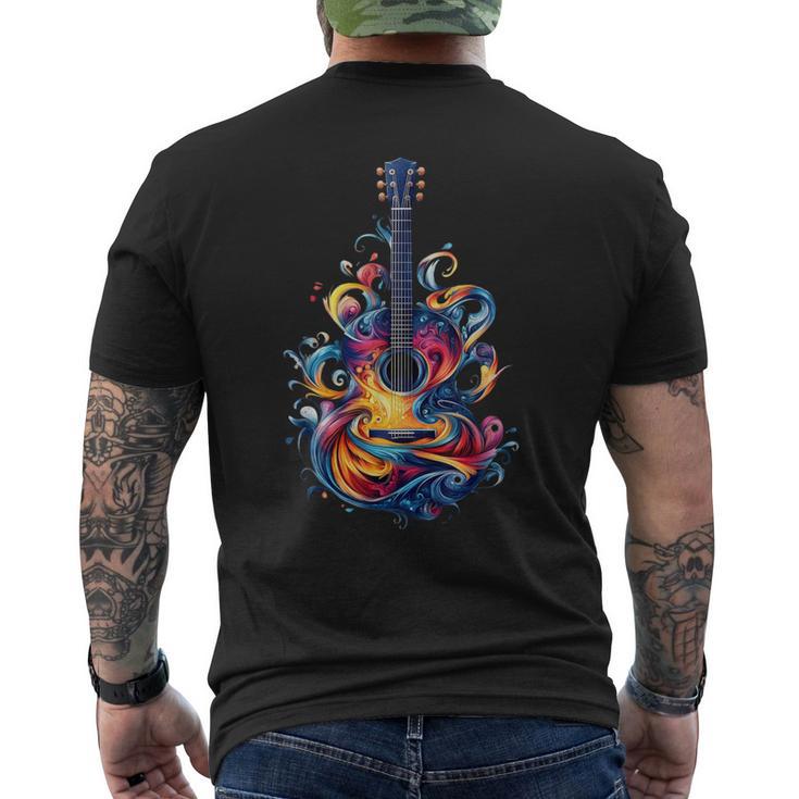 Guitar Player Watercolour Splash Guitar T-Shirt mit Rückendruck