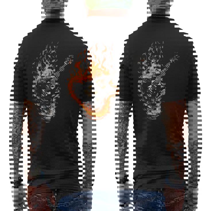 Guitarras Dibujo Guitarrista Ardiente Guitarra Guitarra Eléctrica Camiseta Hombre Estampado Espalda