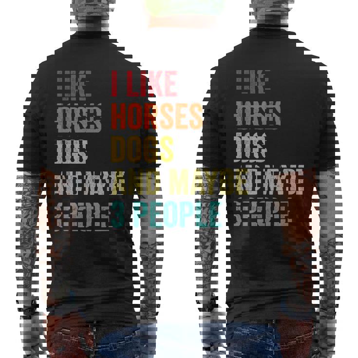 Me Gustan Los Caballos Perros Y Talez 3 Personas Amantes De Los Caballos Ecuestres Camiseta Hombre Estampado Espalda