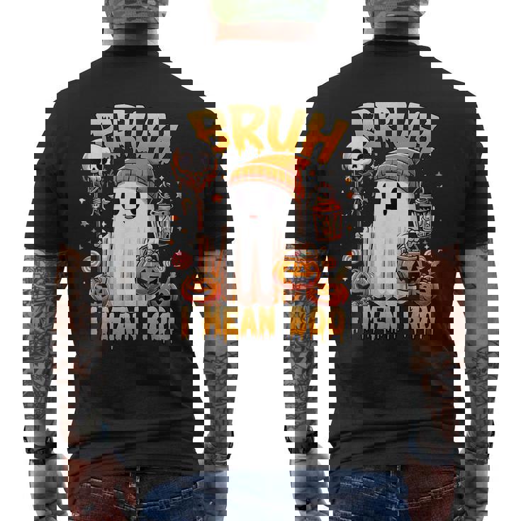 Halloween Bruh Ghost Boo Skull Pumpkin Trick Or Treat Candy Men's Back Print T-Shirt