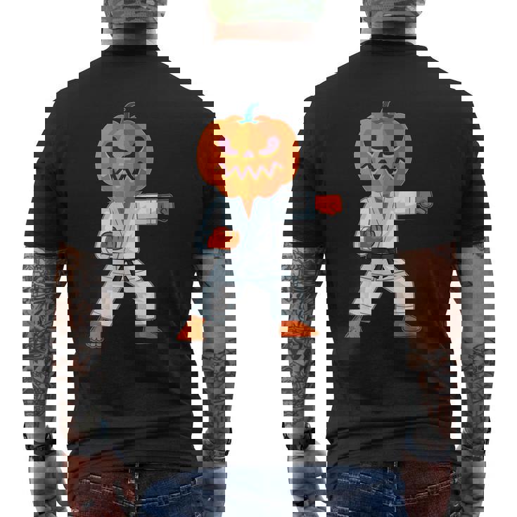 Halloween Karate Fighter Pumpkin Head Scary T-Shirt Men's Back Print T-Shirt