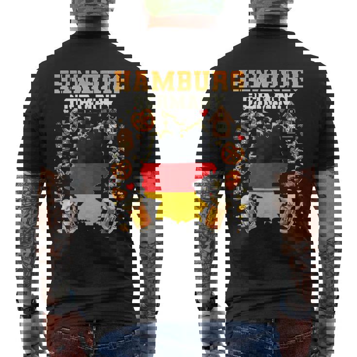 Hamburgo Alemania Souvenir Bandera Alemana Mapa Hamburgoacaciones Camiseta Hombre Estampado Espalda