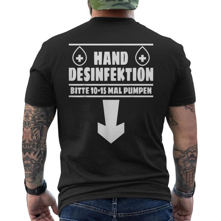 Hand Disinfection Sex Slogan T-Shirt mit Rückendruck