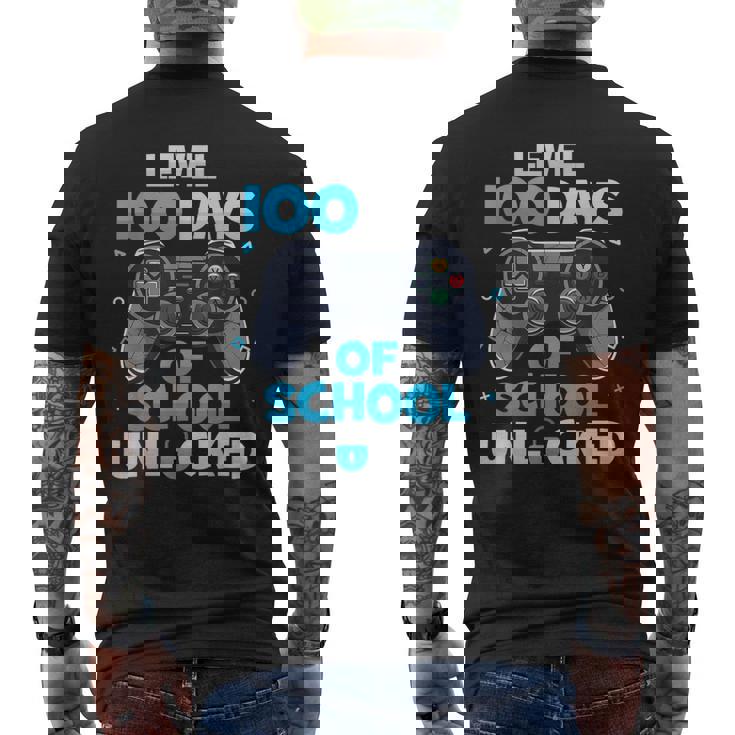 Happy 100Th Day Of School Level 100 Days Of School Unlocked Men's T-shirt Back Print