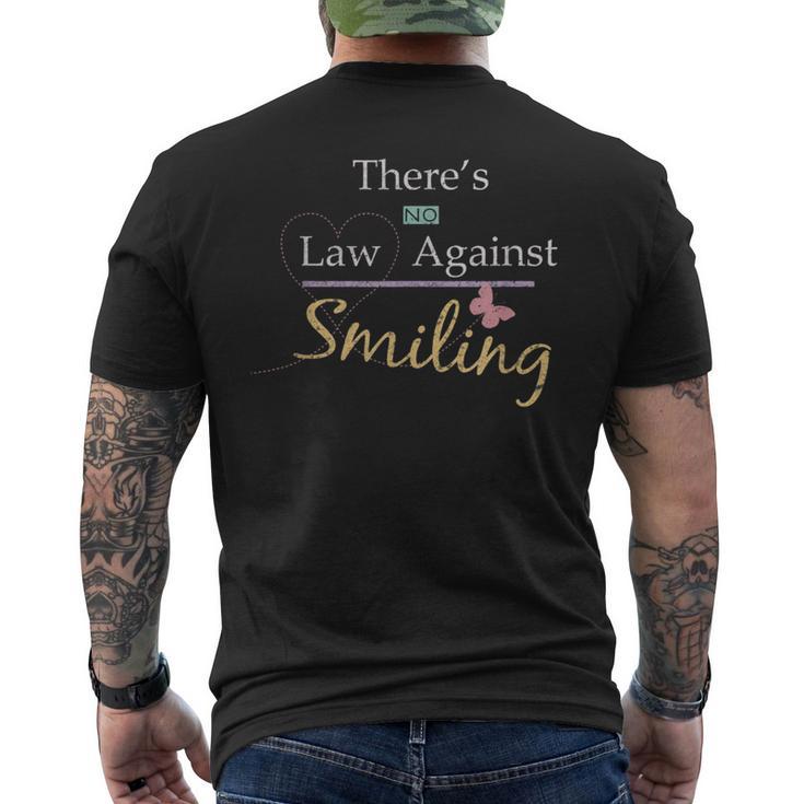 Happy Quote No Law Against Smiling Motivational Quote Men's Back Print T-Shirt Happy Quote No Law Against Smiling Motivational Quote Men's Back Print T-Shirt