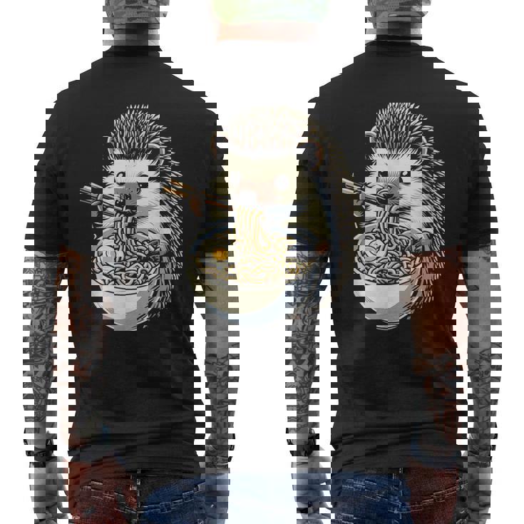Hedgehog Eating Ramen Japanese Noodles Soup Men's T-shirt Back Print