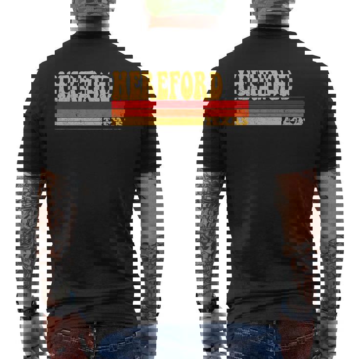 HEREFORD Texas City Vintage Roots Retro 70s 80s Men's Back Print T-Shirt