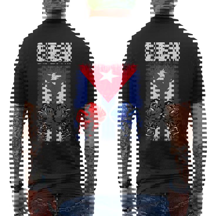 Hombre De Boxeo De Cuba Con Guantes Y Bandera Cubana Camiseta Hombre Estampado Espalda