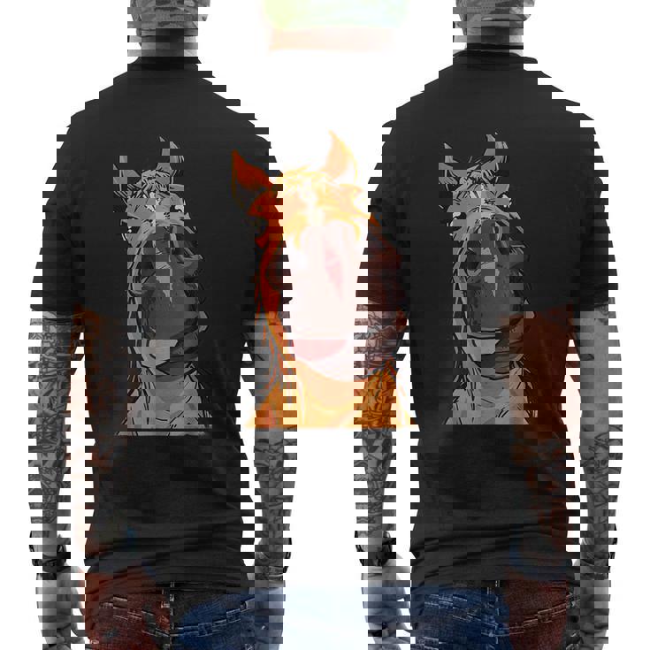 Horse Face Close Up Rider Horse Riding Men's Back Print T-Shirt