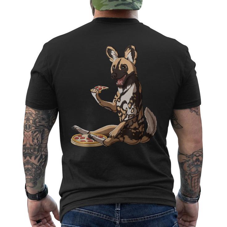 Hund Isst Pizza Afrikanischer Wildhund T-Shirt mit Rückendruck