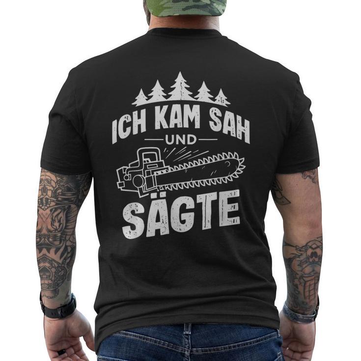 Ich Kam Sah Und Säte Chainsaw Lumberjack T-Shirt mit Rückendruck