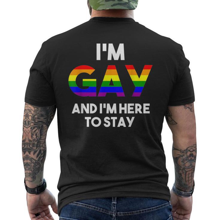 I'm Gay And I'm Proud Gay Boyfriend LGBTQ Rainbow Flag Men's Back Print T-Shirt
