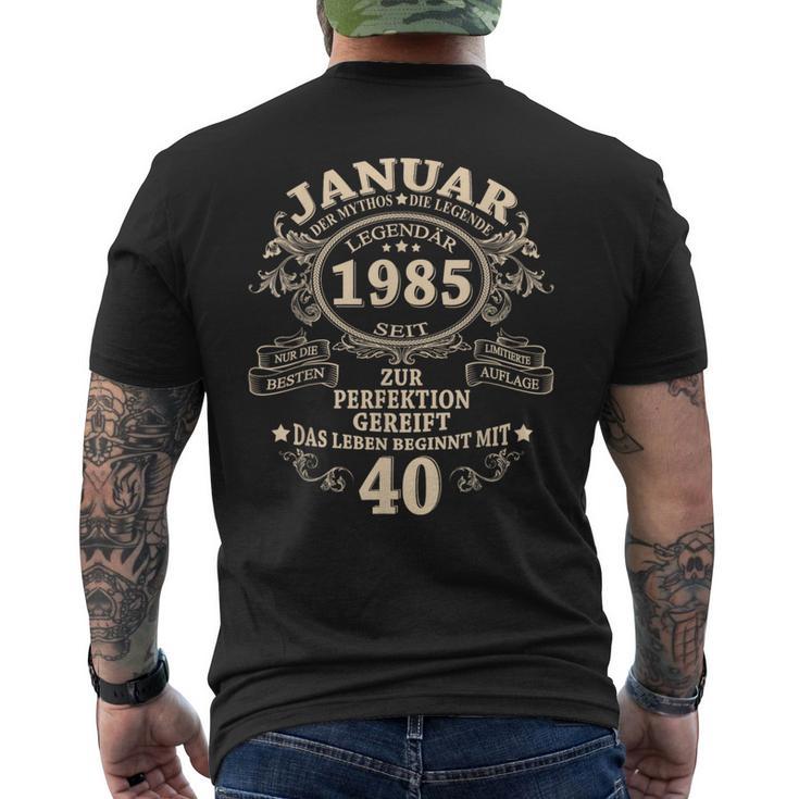 January 1985 40 Years intage 40Th Birthday Man T-Shirt mit Rückendruck