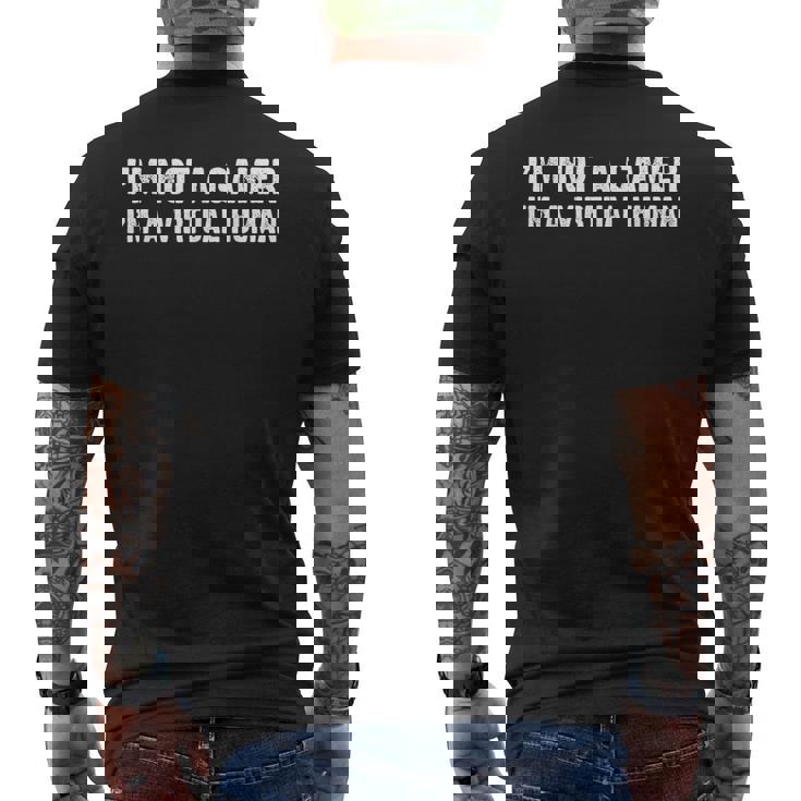 Juego Divertido No Soy Un Gamer Soy Unideojuegos Humanosirtuales Camiseta Hombre Estampado Espalda