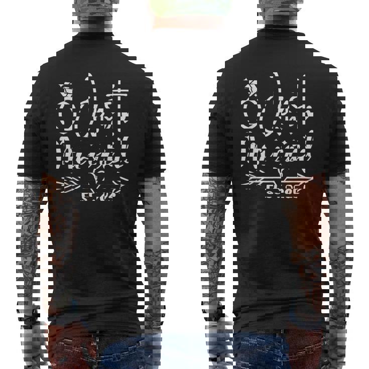 Just Married 2025 Honeymoon Wedding Couples Fiancee Men's T-shirt Back Print