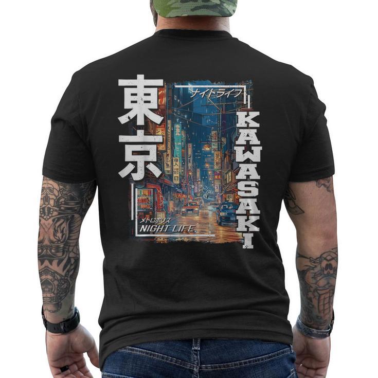 Kawasaki City Retro Japanese Aesthetic Streets Of Kawasaki T-Shirt mit Rückendruck