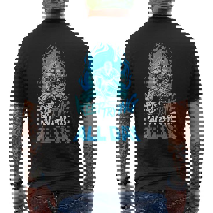 Keep Trying Hockey Sobre Hielo Portero Camiseta Hombre Estampado Espalda