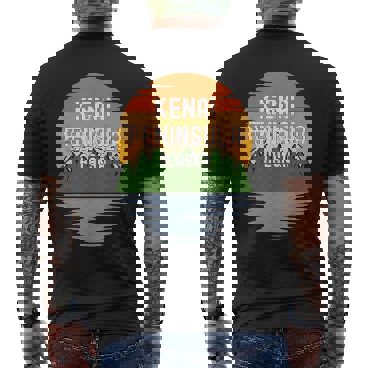 From Kenai Peninsula Borough Alaska Vintage Sunset Men's Back Print T-Shirt
