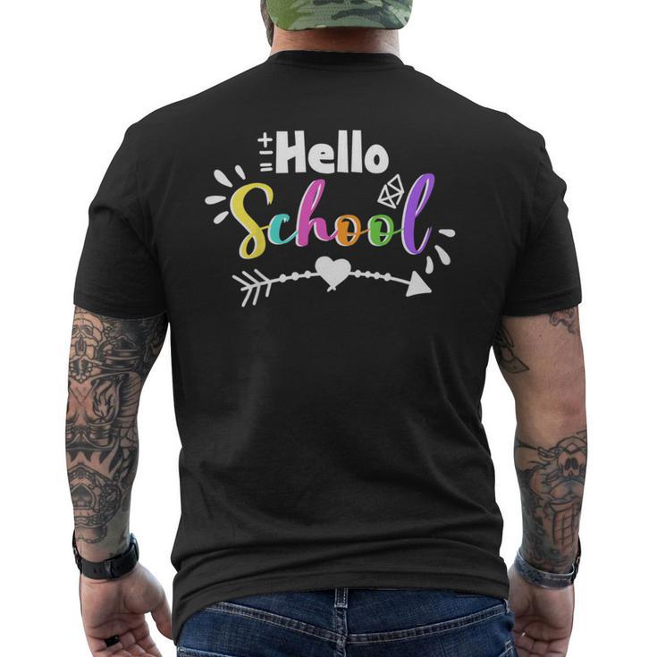 Kids Hello School Heart Arrow Back To School Student Teacher Men's Back Print T-Shirt