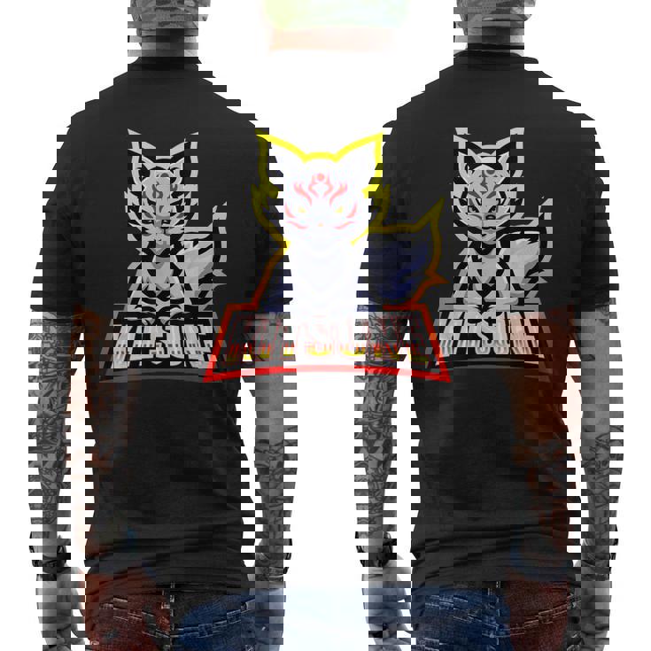 Kitsune Máscara Con Logotipo De Fox De 9 Colas Camiseta Hombre Estampado Espalda