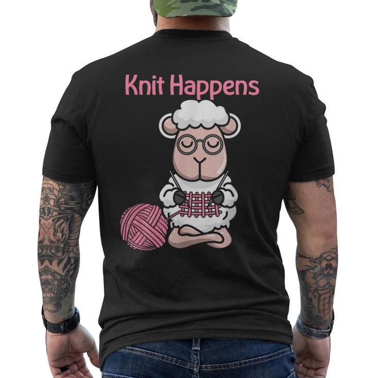 Knit Happens Cute Knitting Sheep For Knitters Men's Back Print T-Shirt Knit Happens Cute Knitting Sheep For Knitters Men's Back Print T-Shirt