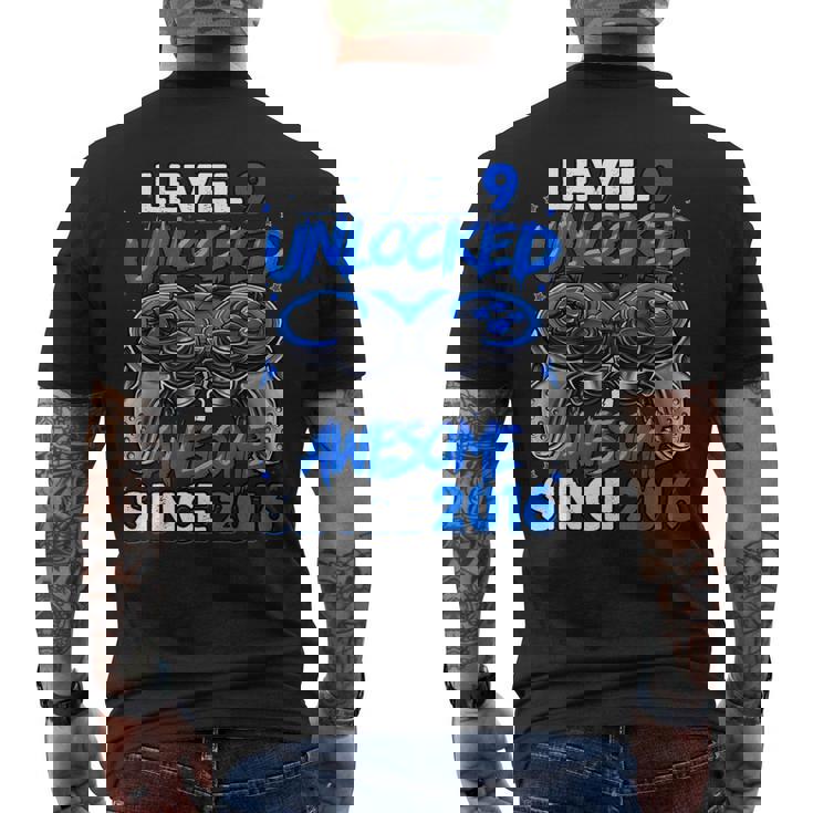 Level 9 Unlocked Awesome Since 2016 9Th Birthday Gaming Men's T-shirt Back Print