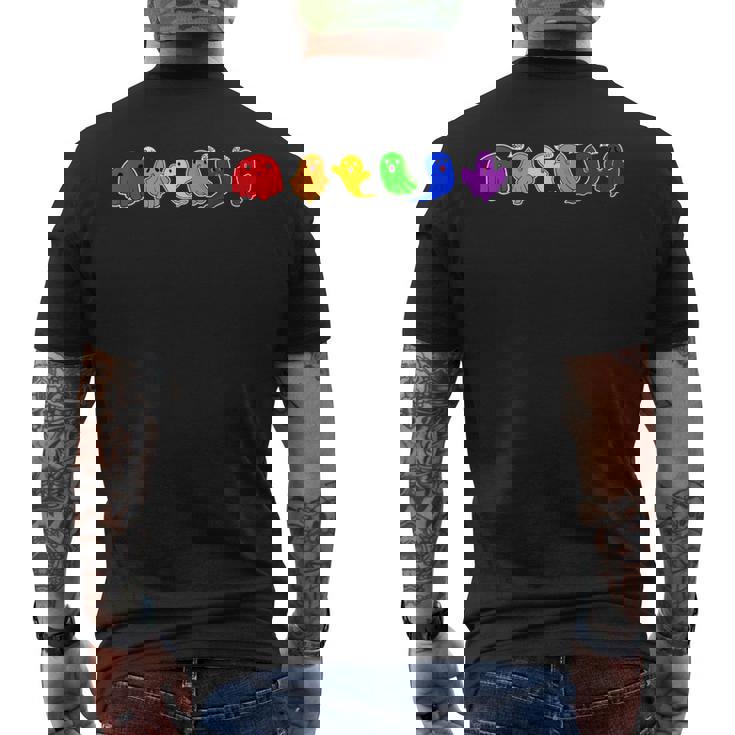LGBTQ Boo Ghost Spooky Halloween Rainbow Gay Pride Men's Back Print T-Shirt