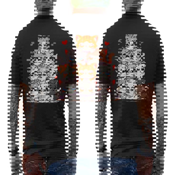 Lindos Gatos Y Gatitos Amantes De Los Gatos Para Niñas Anime Kawaii Gato Camiseta Hombre Estampado Espalda