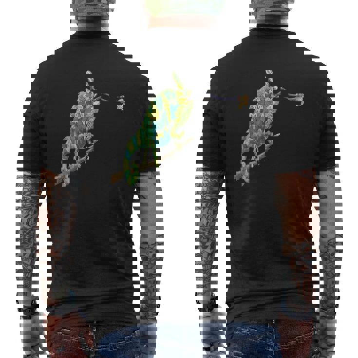 Lizard Meme Eat Watercolor Reptile Eating Lizard Herpetology Men's Back Print T-Shirt