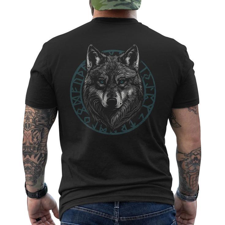 Lobo Ojos Azules Iconosikingos Camiseta Hombre Estampado Espalda
