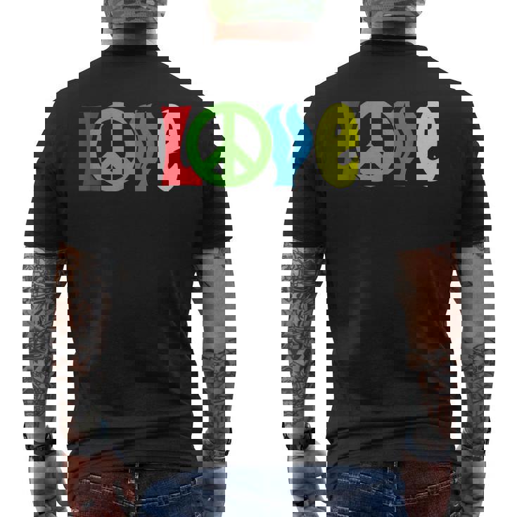 Love Peace Sign Symbol World Planet Freedom Hippie Kindness Men's Back Print T-Shirt