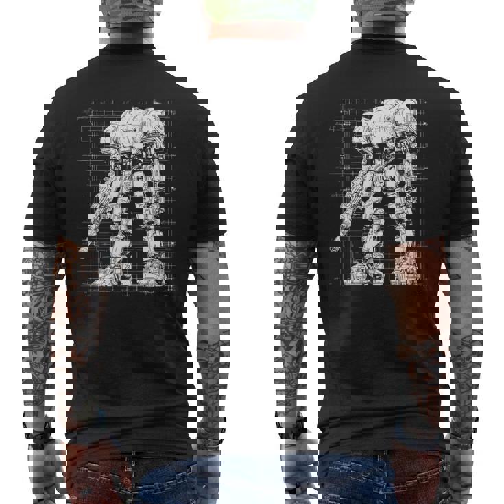 Mech Warrior Sketch Shirt Mighty Tech Robot Fighter Premium Men's Back Print T-Shirt