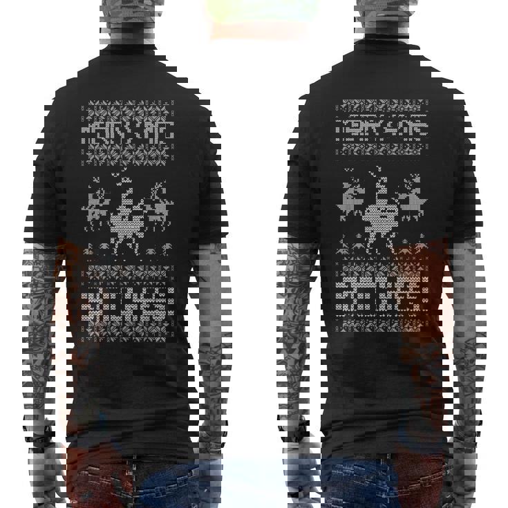 Merry X-Mas Bitches Adult Ugly Christmas Sweater Tee T-Shirt Men's Back Print T-Shirt