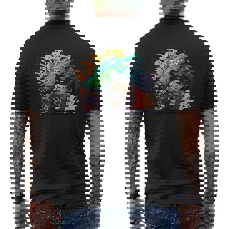 Monster Truck For Boys Toddler Vintage Sunset Monster Truck Men's Back Print T-Shirt