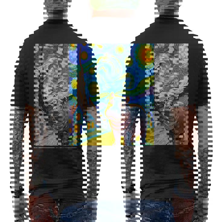 Moo Deng Hipopótamo Pygme Y La Noche Estrellada Camiseta Hombre Estampado Espalda