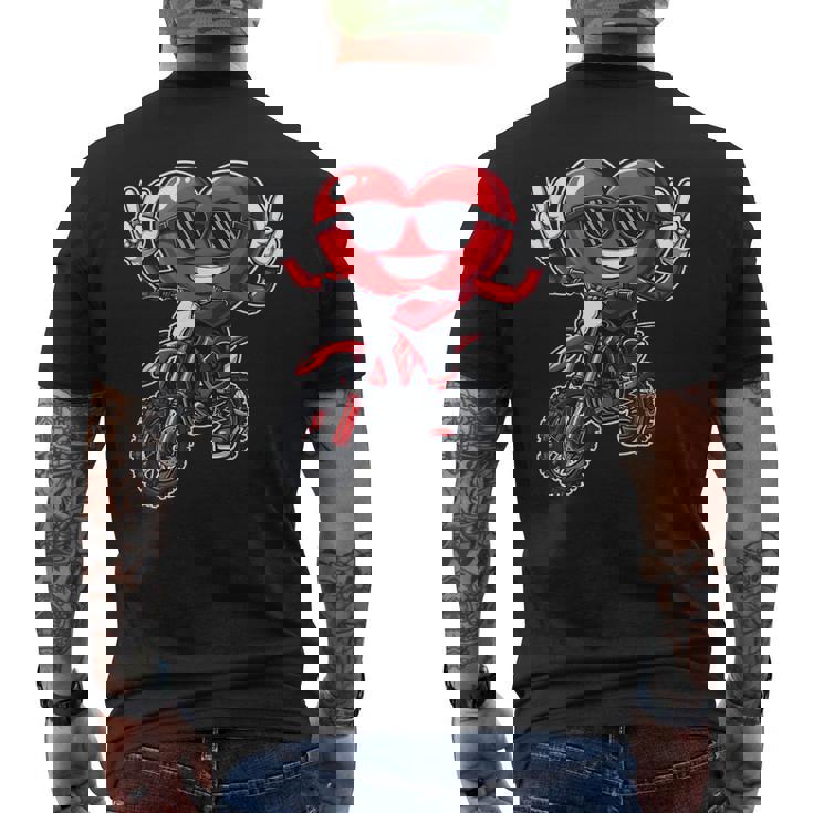 Motocross Heart Dirt Bike Valentines Day Motorcycle Boys Men's T-shirt Back Print