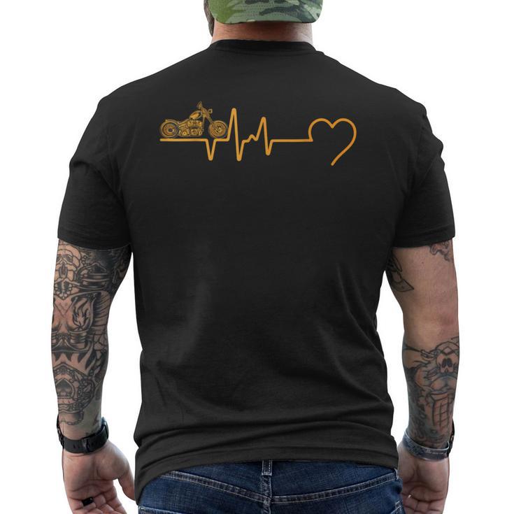 Motorcycle Heartbeat Biker Ecg Line Frequency Motorcyclist T-Shirt mit Rückendruck