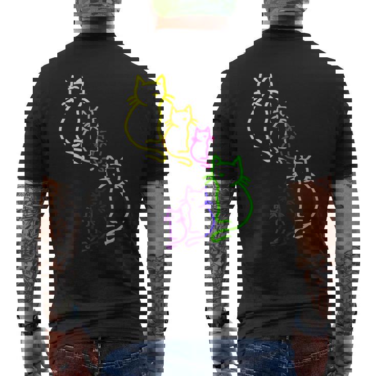 Multicolor Arco Iris Gatos Familiaintage Gato 80 90 Retro Camiseta Hombre Estampado Espalda