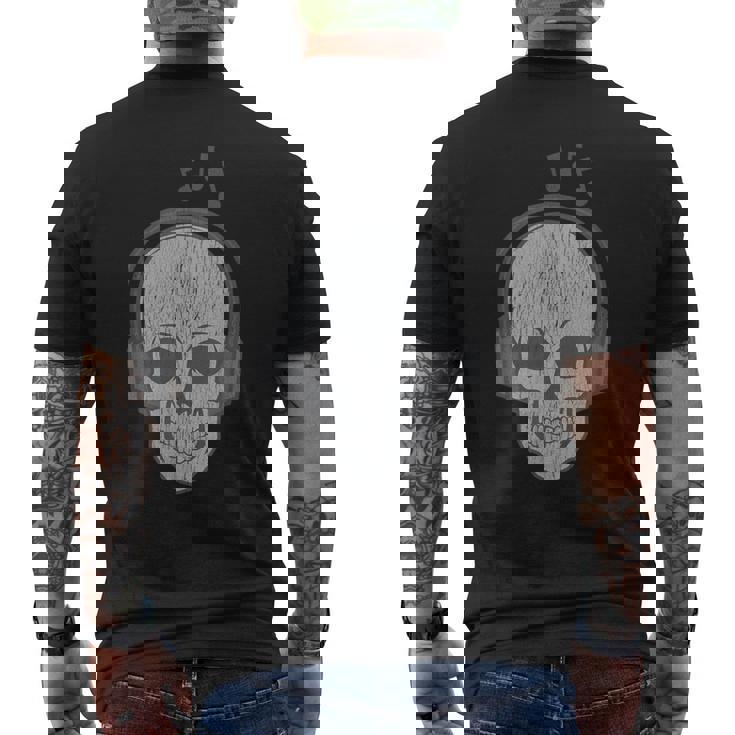 Music Skull DJ Disc Jockey Melophile Melomaniac Halloween Men's Back Print T-Shirt